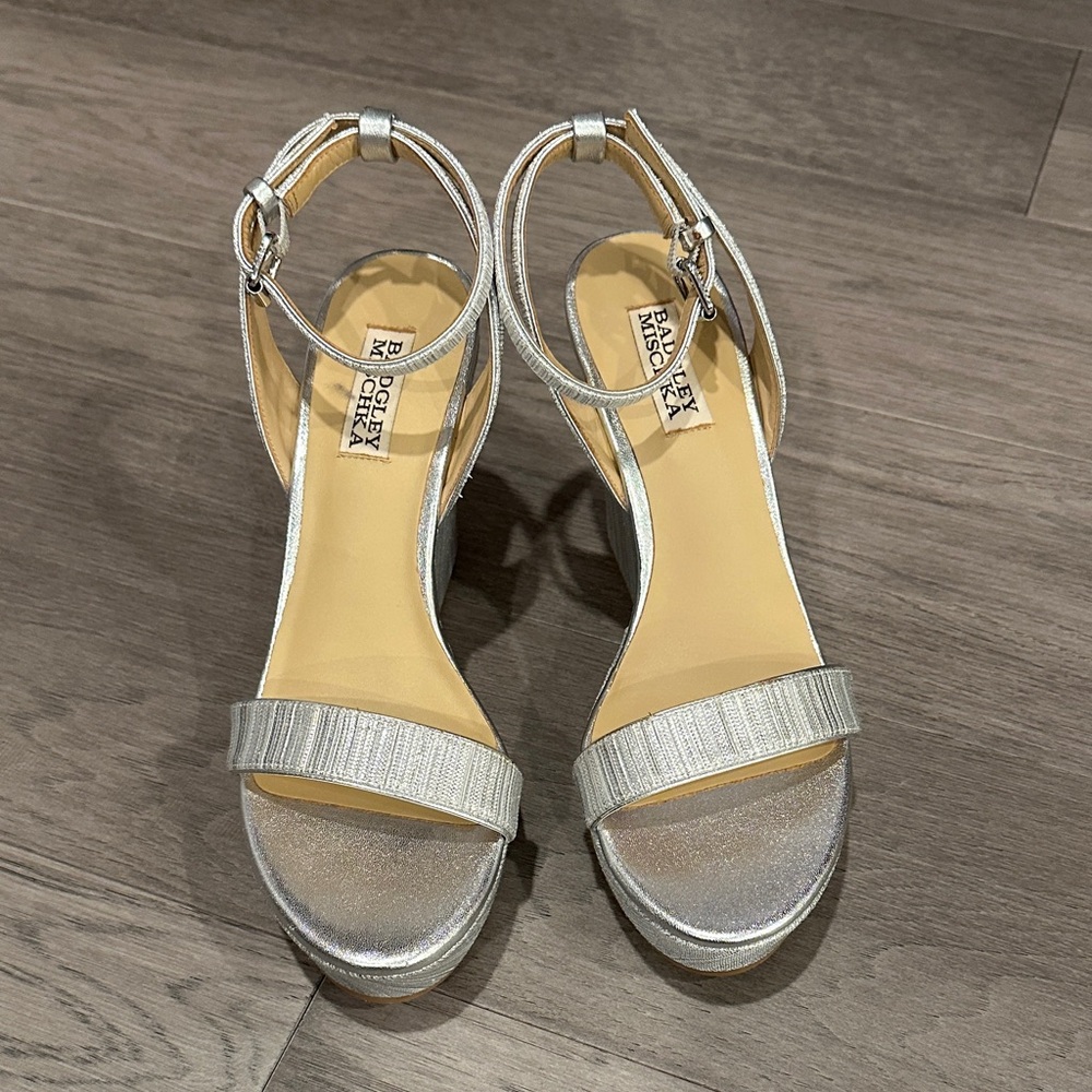Badgley Mischka Metallic Silver Heels